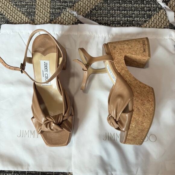 Jimmy Choo Heloise Leather Ankle-Strap Platform Sandals Size 36.5 - Picture 3 of 10